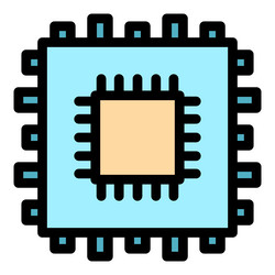 chip processor icon color outline vector image