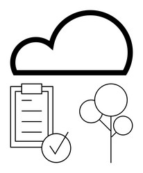 cloud checklist and tree representing vector image