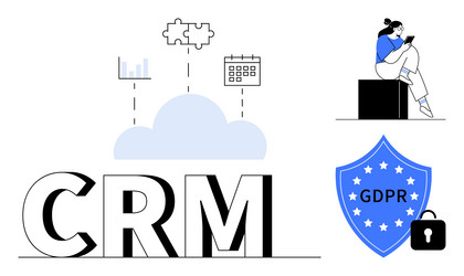 crm concept with cloud data analytics calendar vector image
