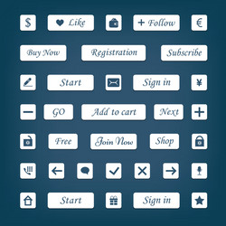 set white buttons and web elements vector