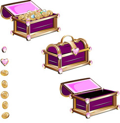 Treasure chest with pink jewelry and tiara Vector Image
