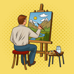 artist painting landscape pop art vector