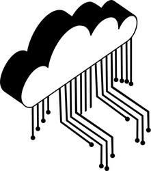 cloud computing with electronic circuit isometric vector