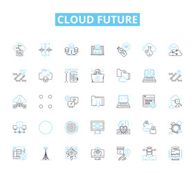 cloud future linear icons set advancement vector image