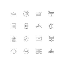 Cyber security linear thin icons set outlined vector