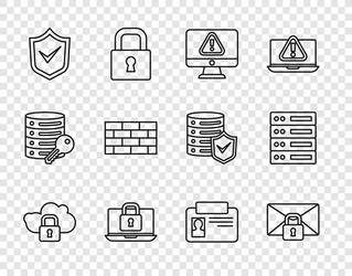 set line cloud computing lock mail message vector image