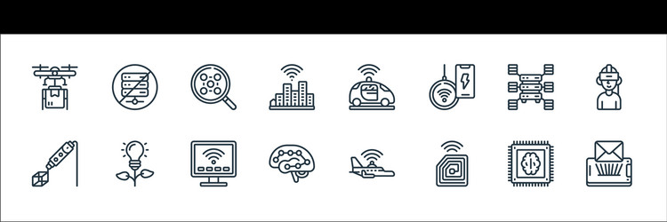 Emerging technology line icons linear set quality vector