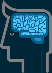 Pink brain side view Royalty Free Vector Image