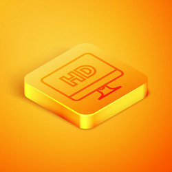 isometric line computer pc monitor display with hd vector image