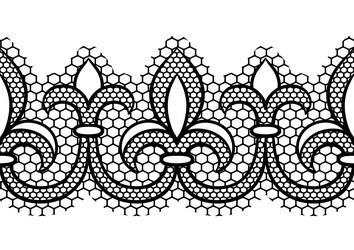 Lace floral pattern seamless border with flowers Vector Image