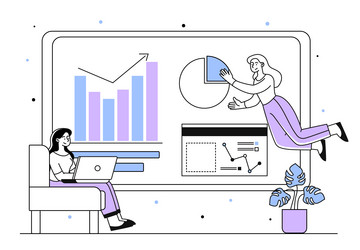 marketers with graphs linear vector image