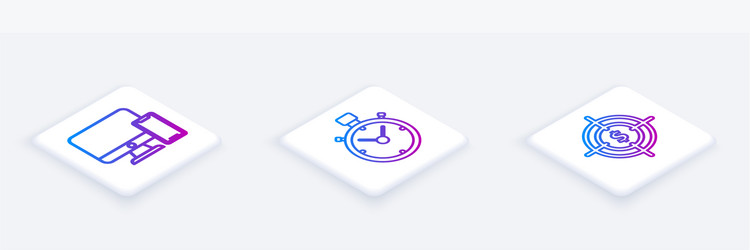 set isometric line computer monitor and mobile vector image