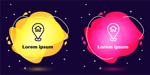 set line map pointer with house icon isolated vector image