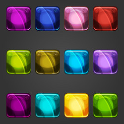 set of shiny square button color vector