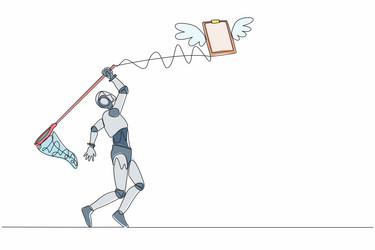 single continuous line drawing robot try vector image