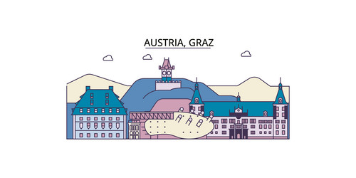 Austria graz tourism landmarks city Royalty Free Vector