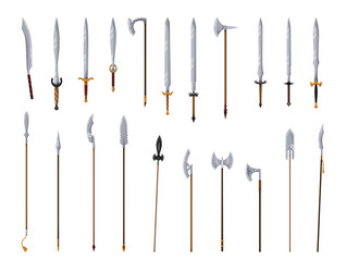 medieval weapon collection ancient weaponry war vector