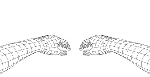 polygonal mesh or wireframe hands in front vector image