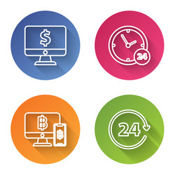 set line computer monitor with dollar symbol vector image