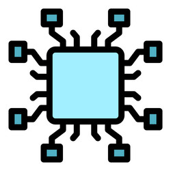smart processor icon color outline vector image