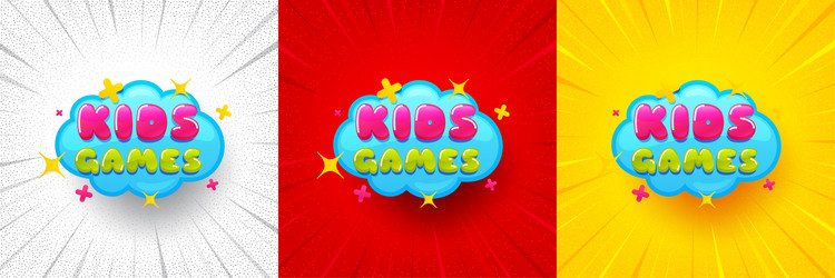 kids games sticker fun playing zone banner flash vector