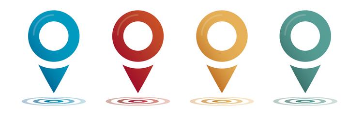 set color maping pin location 3d icons vector image