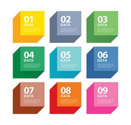 9 data infographics square index template vector image