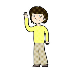 Comic cartoon waving man Royalty Free Vector Image