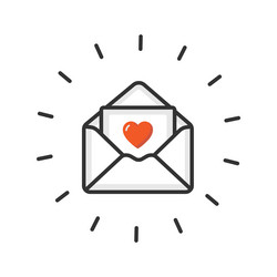 envelope and a card with heart inside isolated vector image