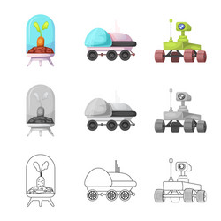 isolated object of mars and space icon set vector image