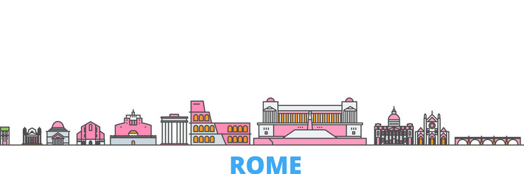 italy rome line cityscape flat travel vector