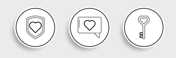 set line key in heart shape with shield vector image