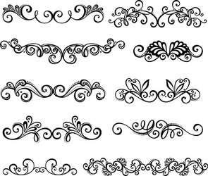 set of calligraphic borders vector