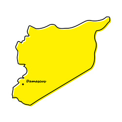 simple outline map of syria with capital location vector