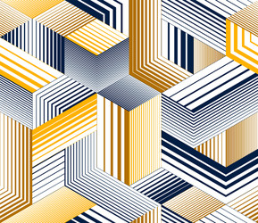 3d cubes seamless pattern background lined vector image