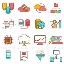 Data Analytics Flat Icons Set vector image