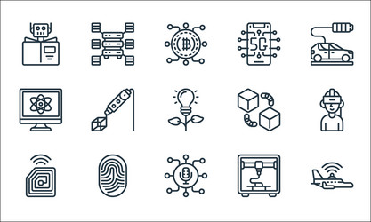 Emerging technology line icons linear set quality vector