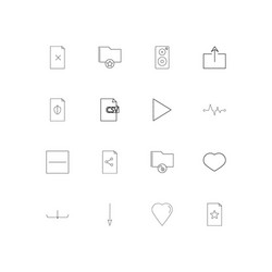 files and folders sign linear thin icons set vector image