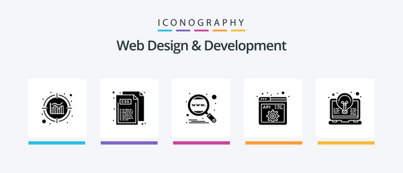 web design and development glyph 5 icon pack vector image