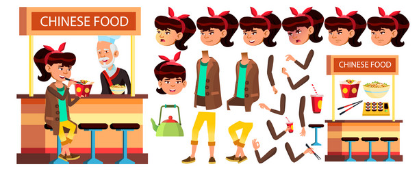 Asian girl kid high school child vector
