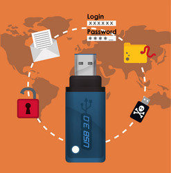 cyber security system and media design vector image