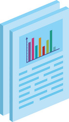 documents with bars statistical graph isolated vector image