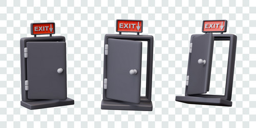 emergency exit 3d black open door with text vector image