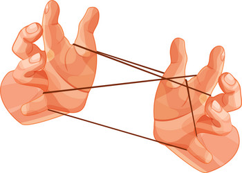 hands hold game rubber band threading between vector image