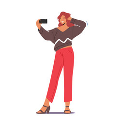 Modern fashionable girl teenager making selfie vector