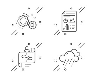 report document journey path and gears icons set vector image