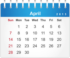 stylish calendar page for april 2013 vector