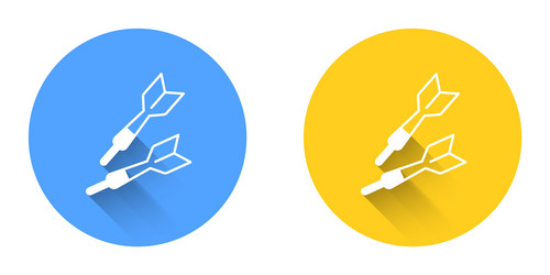 white dart arrow icon isolated with long shadow vector image