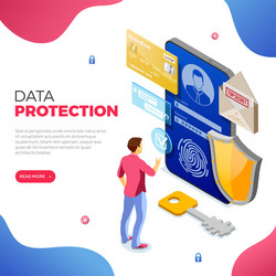 computer internet and personal data security vector