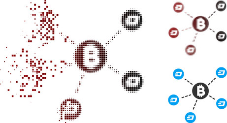 dust pixel halftone bitcoin dash network icon vector image